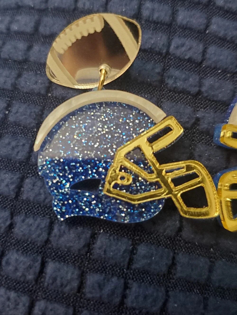 **SALE** Blue Football Helmet Earrings